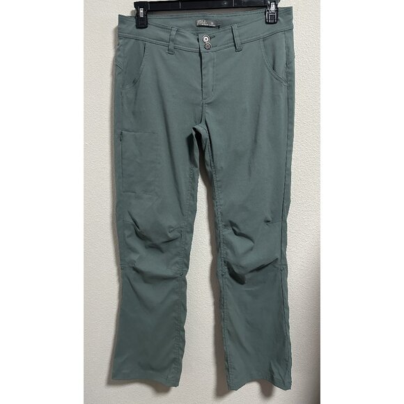 PrAna Halle Straight Smoky Blue Hiking Climbing Pants Stretch Roll-up Legs Sz 10 - Picture 11 of 13